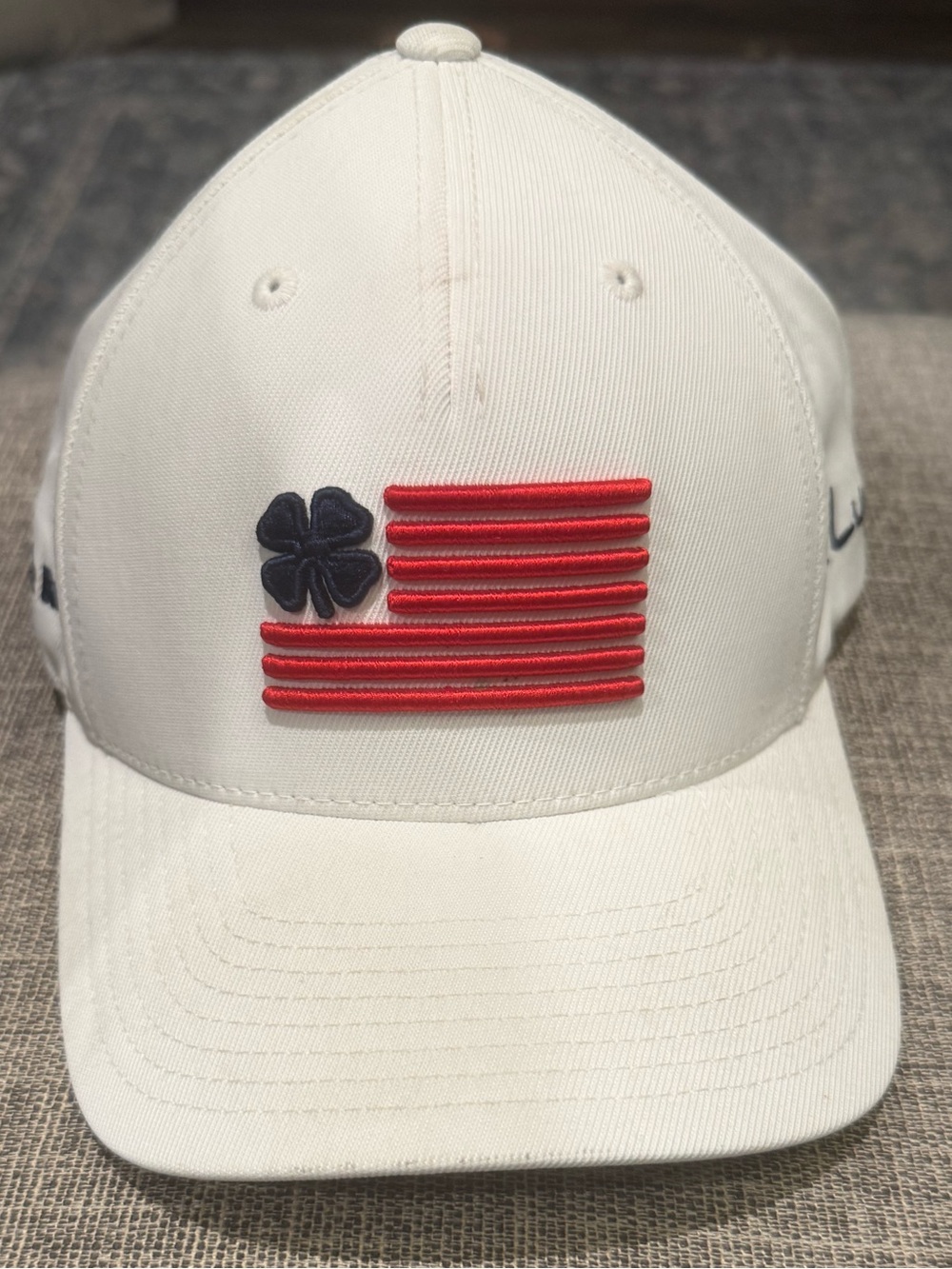 Black Clover live lucky Baseball Cap with Red & Navy Embroidered Flag Design